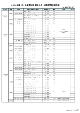 2014年度 市ヶ谷基礎科目・総合科目 補講時間割（春学期） 2014年6月
