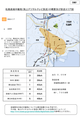 松島高城中継局（地上デジタルテレビ放送）の概要及び放送エリア図