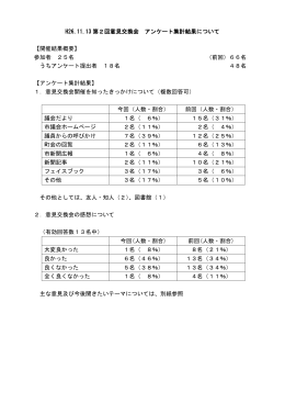 H26.11.13 第2回意見交換会 アンケート集計結果について 【開催結果