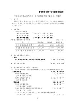 平成25年度ふじみ野市一般会計補正予算（第6号）の概要