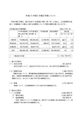 平成25年度2月補正予算について