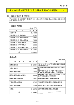 平成24年度補正予算（3月市議会定例会）の概要について