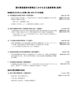 国の緊急経済対策補正にかかる主な施策事業(抜粋)（PDF：245KB）