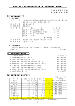 平成25年度 八潮市一般会計補正予算（第2号：人件費関係補正）等の