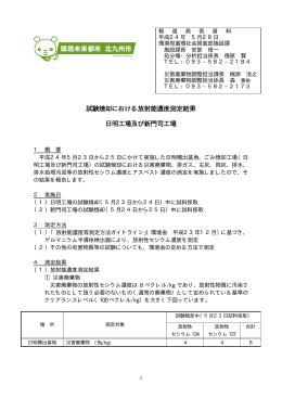 05月28日 試験焼却における放射能濃度測定結果 日明工場及び新門司