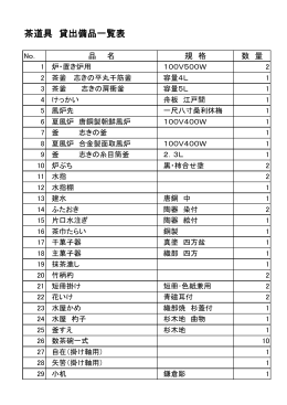 茶道具貸出備品一覧（2014年9月現在）（PDF・106KB）