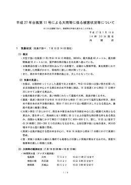 平成 27 年台風第 11 号による大雨等に係る被害状況等について