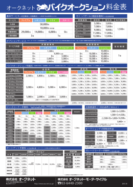 オークション手数料 &陸送料金表 - i-moto-auc
