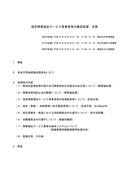 指定障害福祉サービス事業者等の集団指導 次第（PDF：33KB）