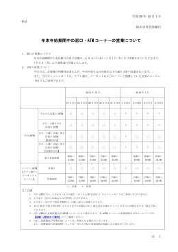 年末年始期間中の窓口・ 年末年始期間中の窓口・ATM コーナーの営業