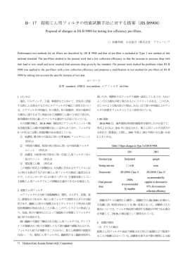 B&minus;17 超粗じん用フィルタの性能試験手法に対する提案（JIS