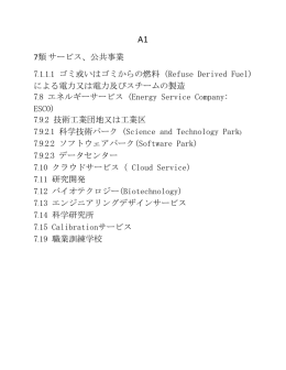 7類 サービス、公共事業 7.1.1.1 ゴミ或いはゴミからの燃料（Refuse