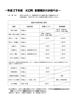 各種検診対照表（ PDF 115KB