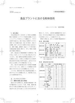 食品プラントにおける粉体技術
