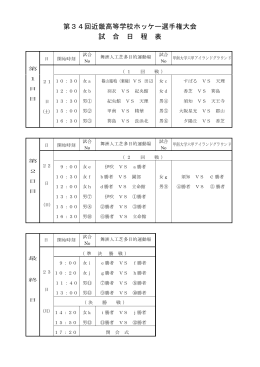 第34回近畿高等学校ホッケー選手権大会 試 合 日 程 表