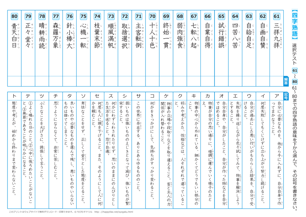 四字熟語 選択テスト 61