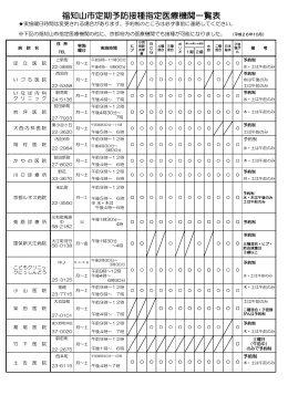 福知山市定期予防接種指定医療機関一覧表