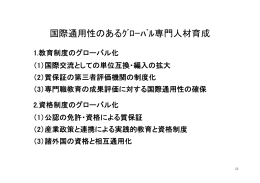 国際通用性のあるｸﾞﾛｰﾊﾞﾙ専門人材育成