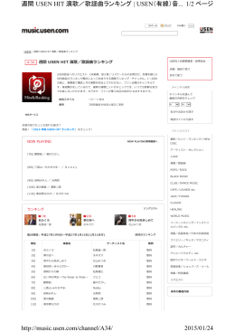 1/2 ページ 週間 USEN HIT 演歌／歌謡曲ランキング | USEN（有線）音
