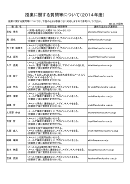 （2014年度版教員のオフィスアワー）