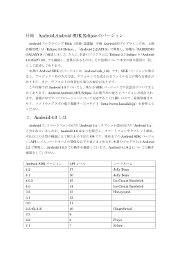 付録 Android,Android SDK,Eclipse のバージョン 1．Android 4.0 とは