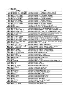 水産食品名 日本名 英名