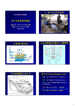 地下水盆管理学概論 2．地下水の存在形態 水循環の模式図 水文的