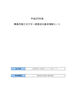 平成25年度 青森市第三セクター経営状況基本情報シート