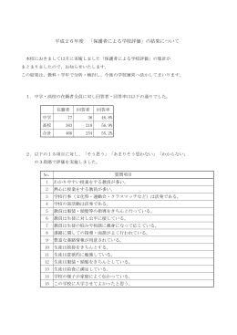 平成26年度 「保護者による学校評価」の結果について