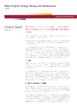 環太平洋パートナーシップ協定 - ベーカー＆マッケンジー法律事務所