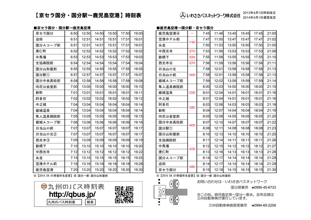 京セラ国分 国分駅 鹿児島空港 時刻表