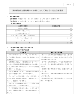別添3「東京都自然公園利用ルール（案）に対して寄せられた主な御意見」