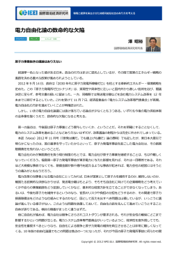 電力自由化論の致命的な欠陥 - NPO法人 国際環境経済研究所