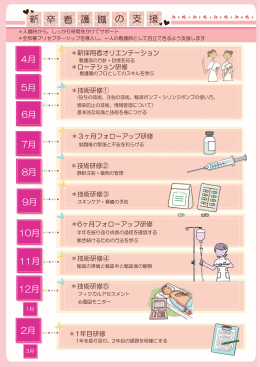 新卒看護職の支援 4月 5月 6月 7月 8月 9月 10月 11月 12月 2月