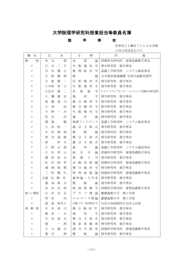 大学院理学研究科授業担当等教員名簿 - 大阪大学 大学院理学研究科