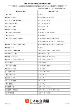 持ち主不明の記録のある事業所一覧表 事業所名(漢字) 事業所名(カナ)