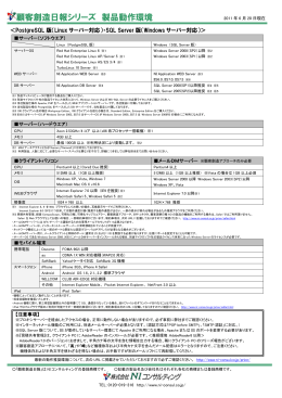 顧客創造日報シリーズ 製品動作環境