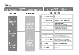 【キャッチフレーズ】 1 健康寿命の 延伸 2 生活の質の 向上 3 子どもの健