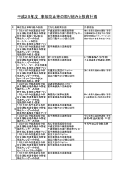 平成26年度 事故防止等の取り組みと教育計画