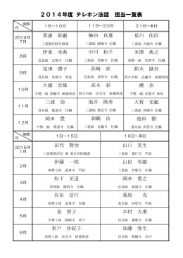 2014年度 テレホン法話 担当一覧表