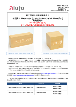 音に反応して時刻を表示！ 木目調 LED クロック (ナチュラル