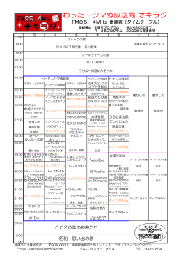 4MHz 番組表（タイムテーブル） ここ20年の神曲たち 昭和