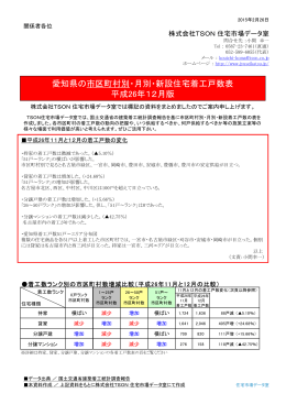 愛知県の市区町村別・月別・新設住宅着工戸数表