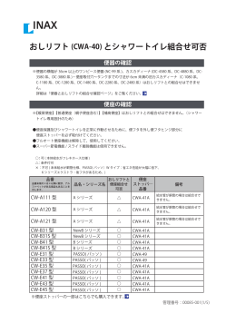 おしリフト (CWA-40) とシャワートイレ組合せ可否