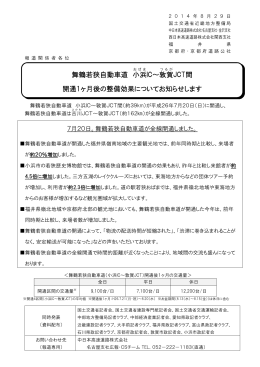 舞鶴若狭自動車道 小浜 IC～敦賀 JCT間 開通1ヶ月後の整備効果