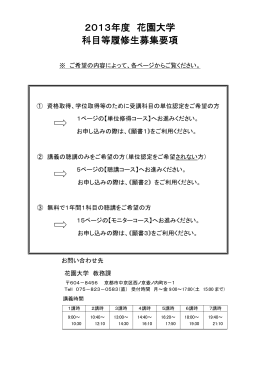 2013年度 花園大学 科目等履修生募集要項
