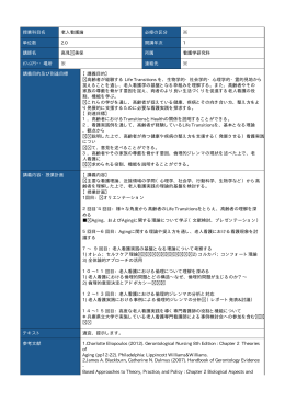 授業科目名 老人看護論 必修の区分 ※ 単位数 2.0 開講