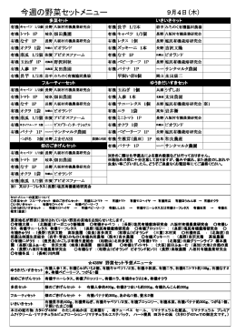 今週の野菜セットメニュー