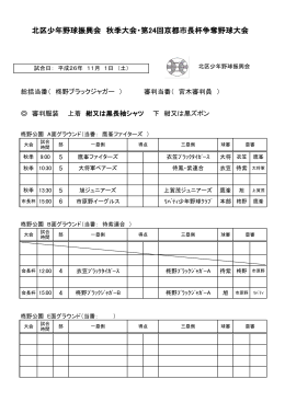 北区少年野球振興会 秋季大会・第24回京都市長杯争奪野球大会