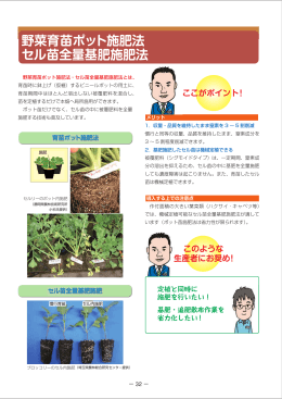 野菜育苗ポット施肥法 セル苗全量基肥施肥法